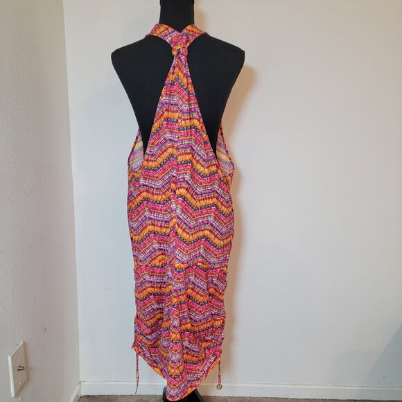 Luli Fama V-Neck Racerback Swim Cover-Up Dress Multi Color Pattern Cinch Resort - Picture 3 of 14